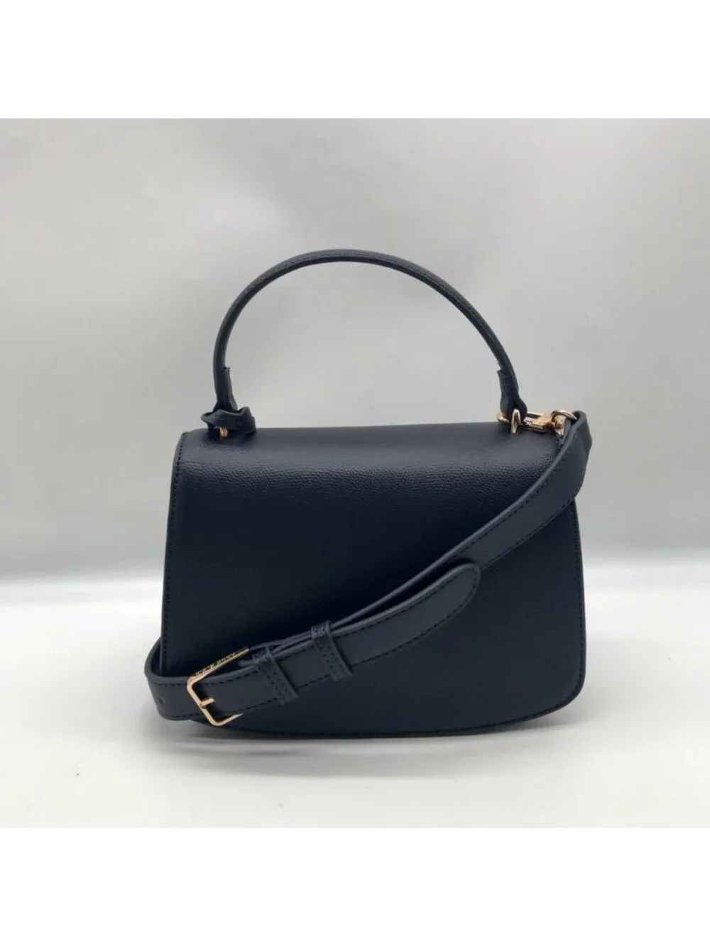 Anne Klein Women's Blue Leather Belted Flap Saddle with Convertible Strap - Picture 2 of 10